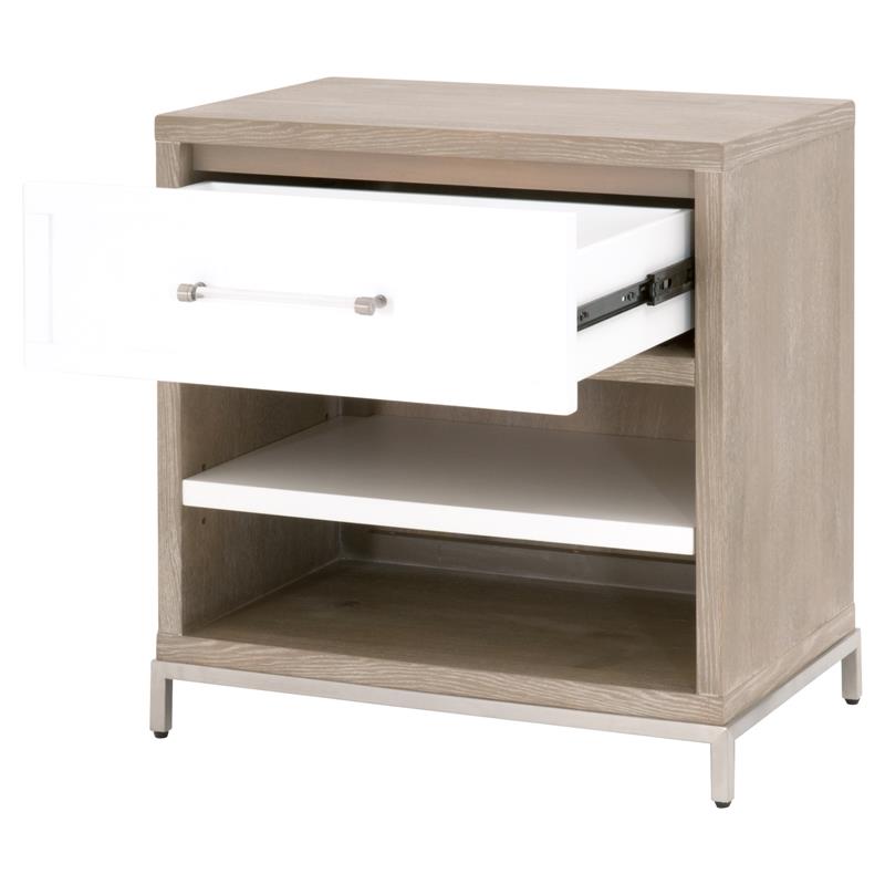 Maklaine Modern Transitional 1-Drawer Wood Nightstand in Gray