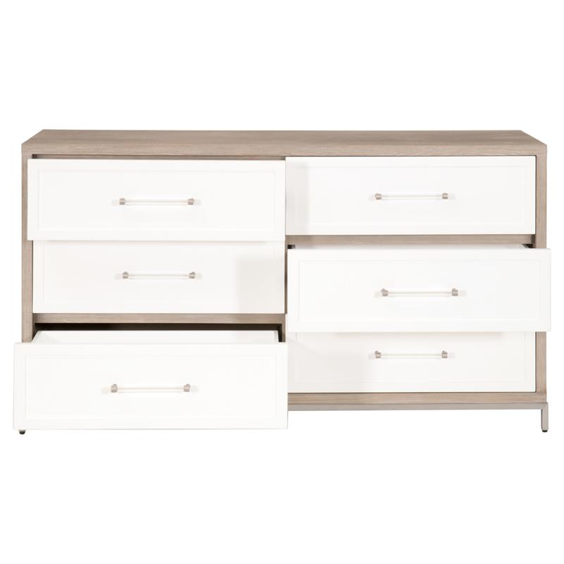 Maklaine Modern Transitional 6-Drawer Wood Dresser in Natural