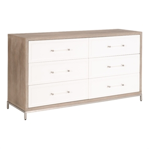 Maklaine Modern Transitional 6-Drawer Wood Dresser in Natural