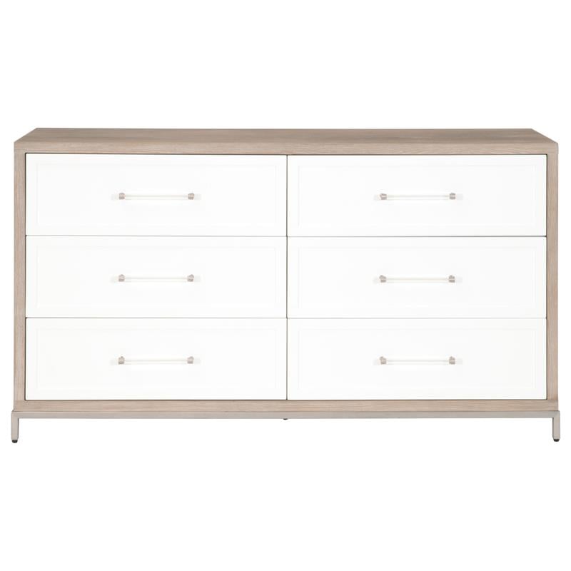 Maklaine Modern Transitional 6-Drawer Wood Dresser in Natural