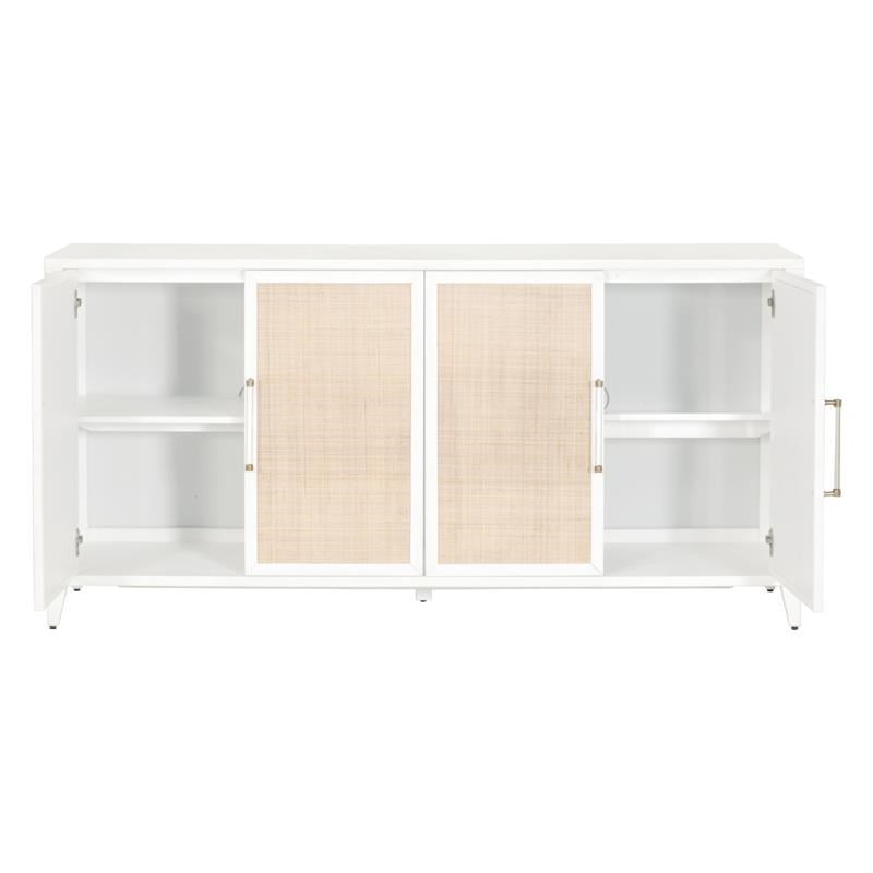Maklaine Modern Transitional Wood Media Sideboard in White Finish