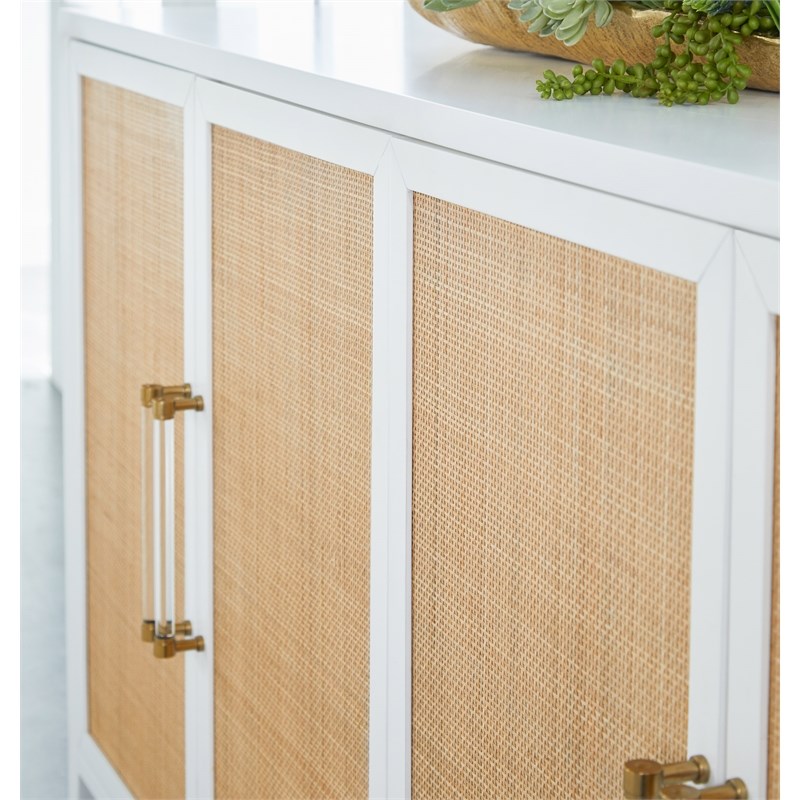 Maklaine Modern Transitional Wood Media Sideboard in White Finish