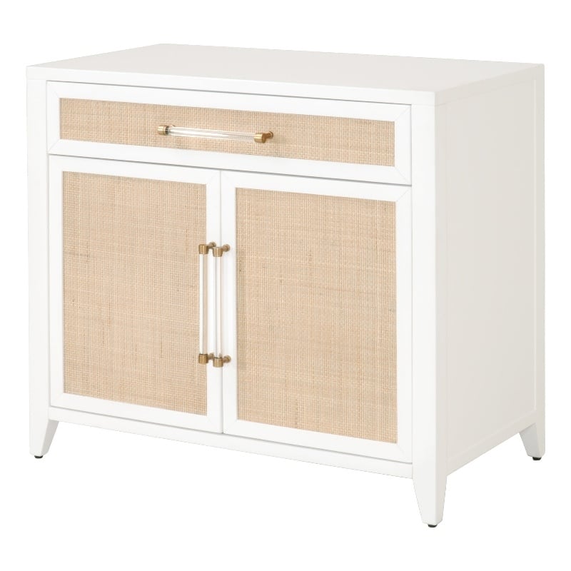 Maklaine Modern Transitional Wood Media Chest in White Finish