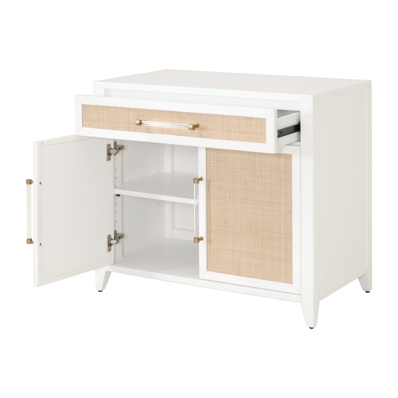 Maklaine Modern Transitional Wood Media Chest in White Finish
