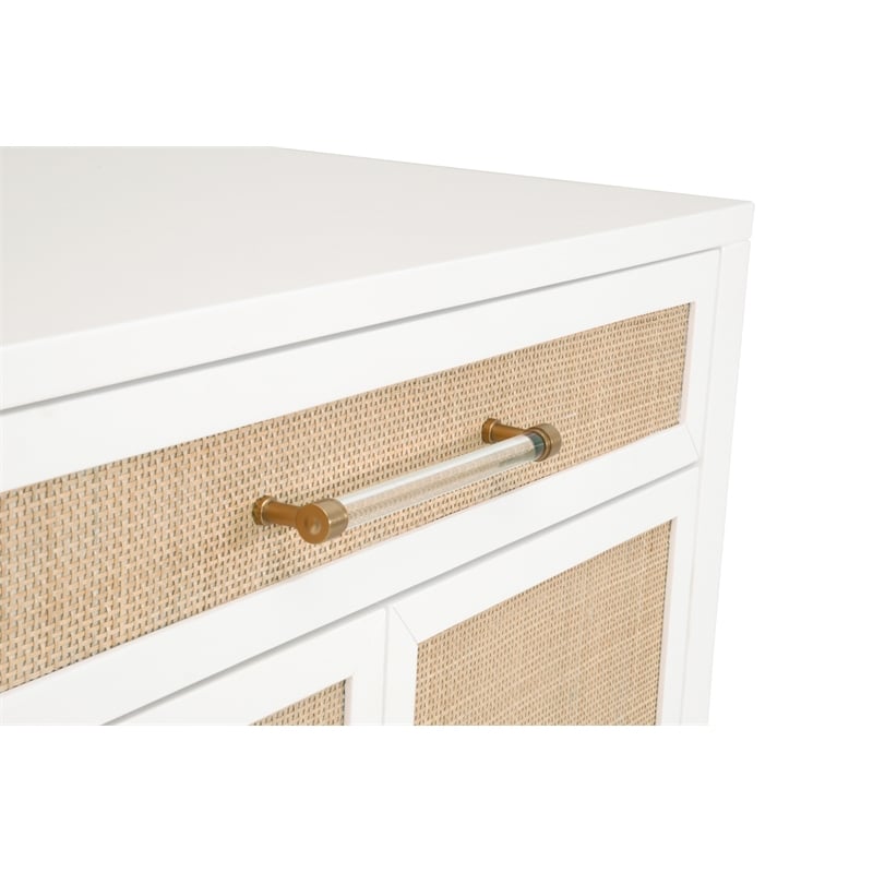 Maklaine Modern Transitional Wood Media Chest in White Finish