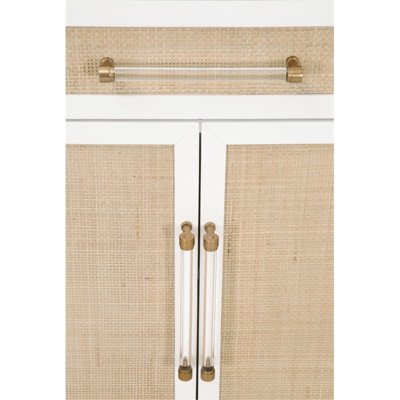 Maklaine Modern Transitional Wood Media Chest in White Finish