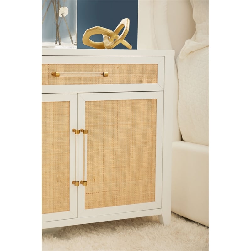 Maklaine Modern Transitional Wood Media Chest in White Finish