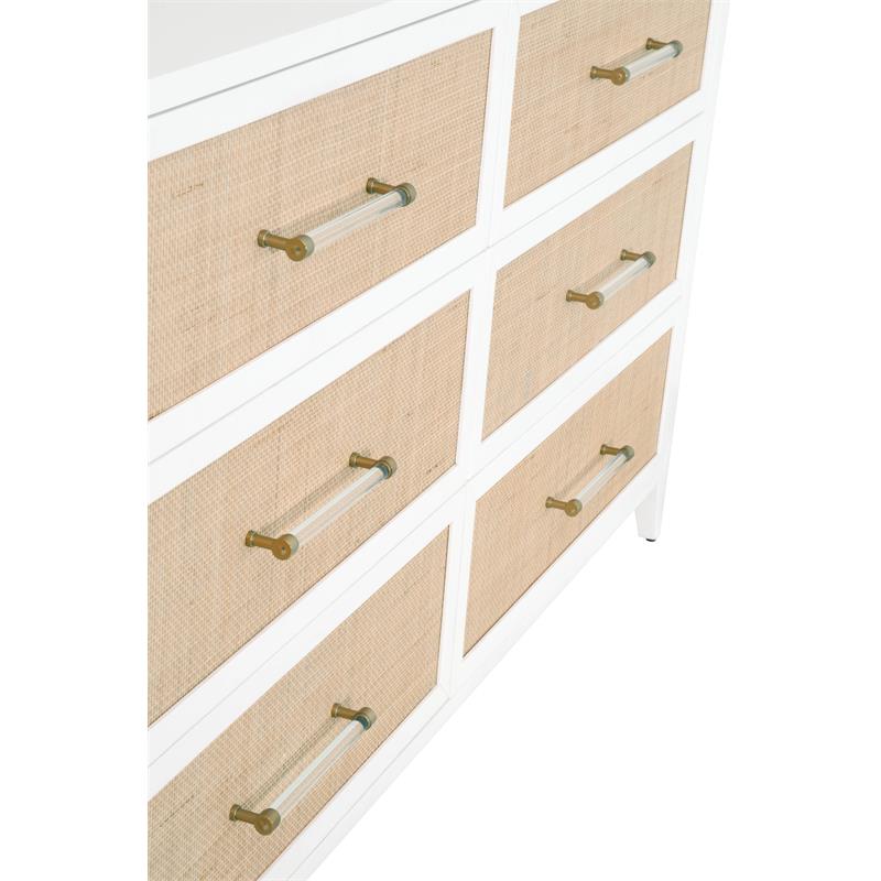 Maklaine Modern Transitional Wood 6-Drawer Dresser in White Finish