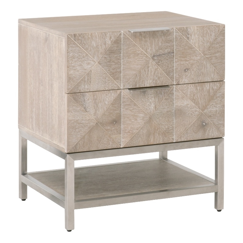 Maklaine Modern Transitional 2-Drawer Wood Nightstand in Gray