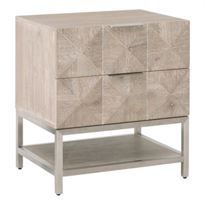 Maklaine Modern Transitional 2-Drawer Wood Nightstand in Gray