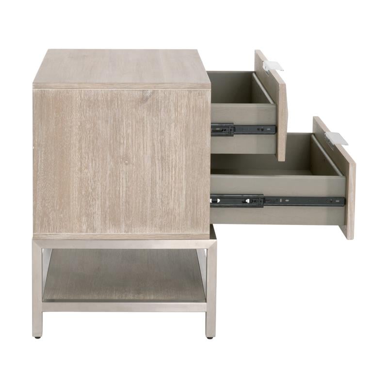 Maklaine Modern Transitional 2-Drawer Wood Nightstand in Gray
