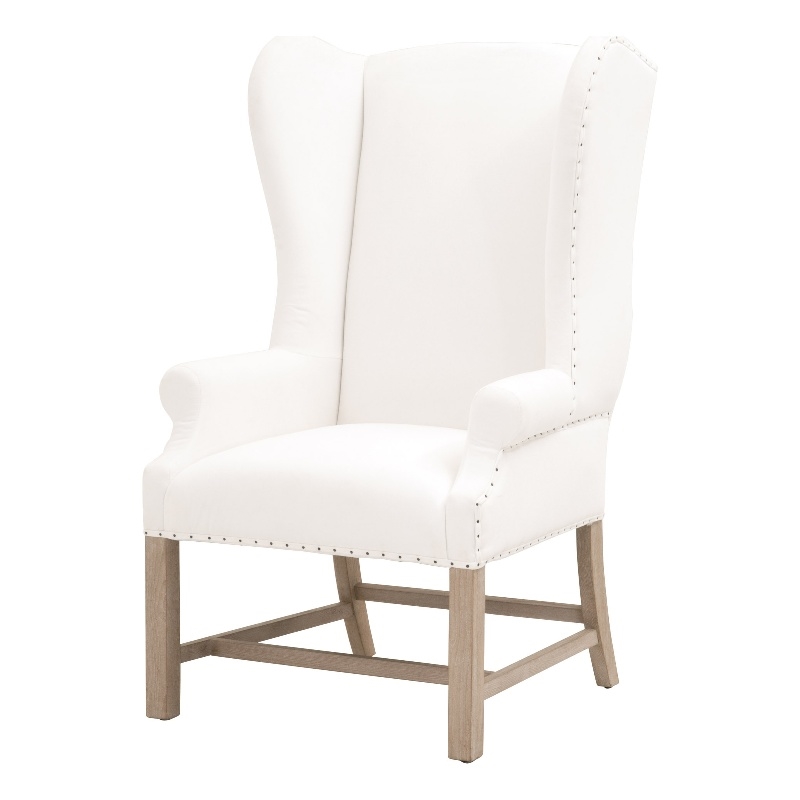 Maklaine Modern Transitional Fabric Arm Chair in White/Gray Finish