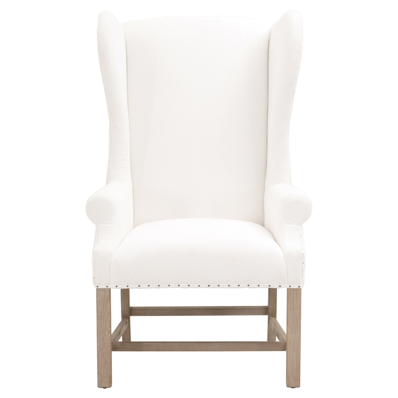 Maklaine Modern Transitional Fabric Arm Chair in White/Gray Finish