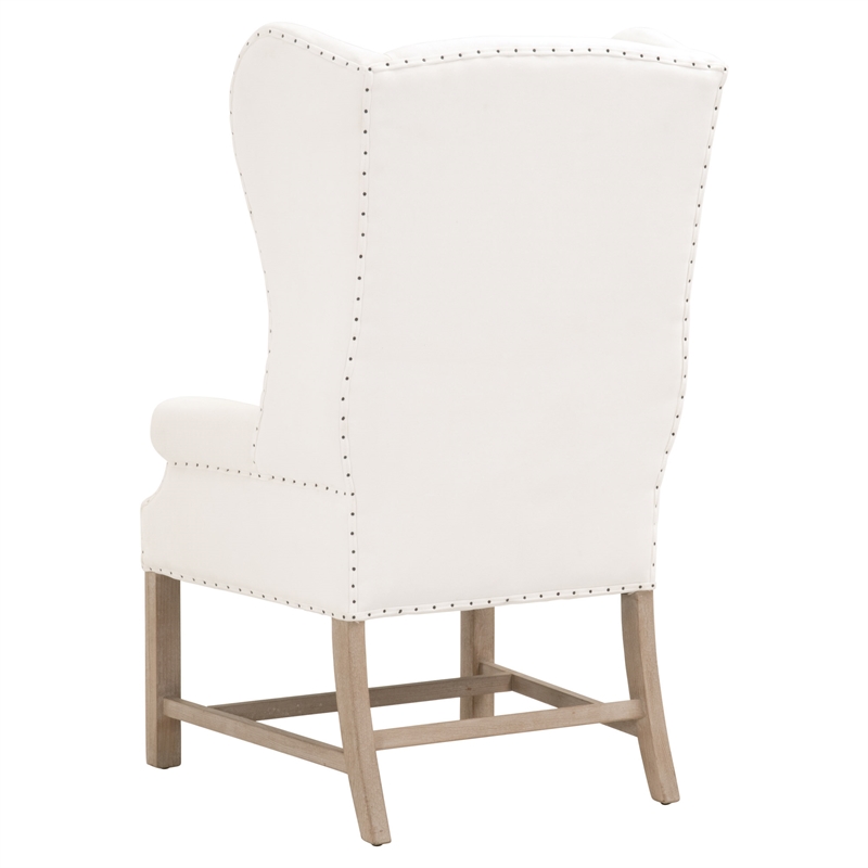Maklaine Modern Transitional Fabric Arm Chair in White/Gray Finish