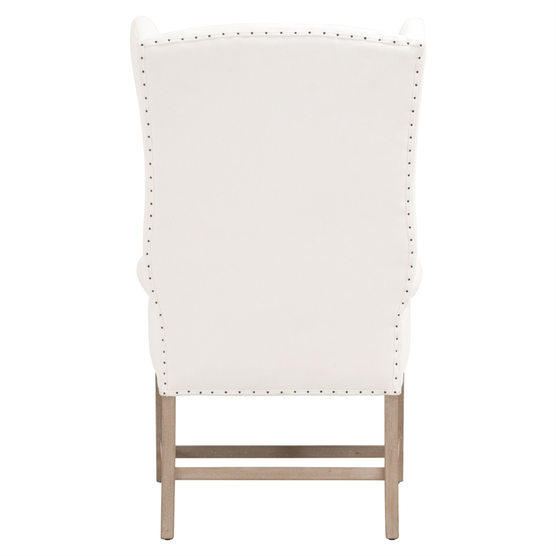 Maklaine Modern Transitional Fabric Arm Chair in White/Gray Finish