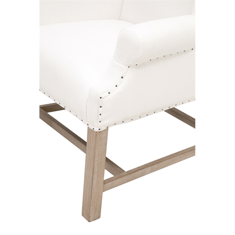 Maklaine Modern Transitional Fabric Arm Chair in White/Gray Finish
