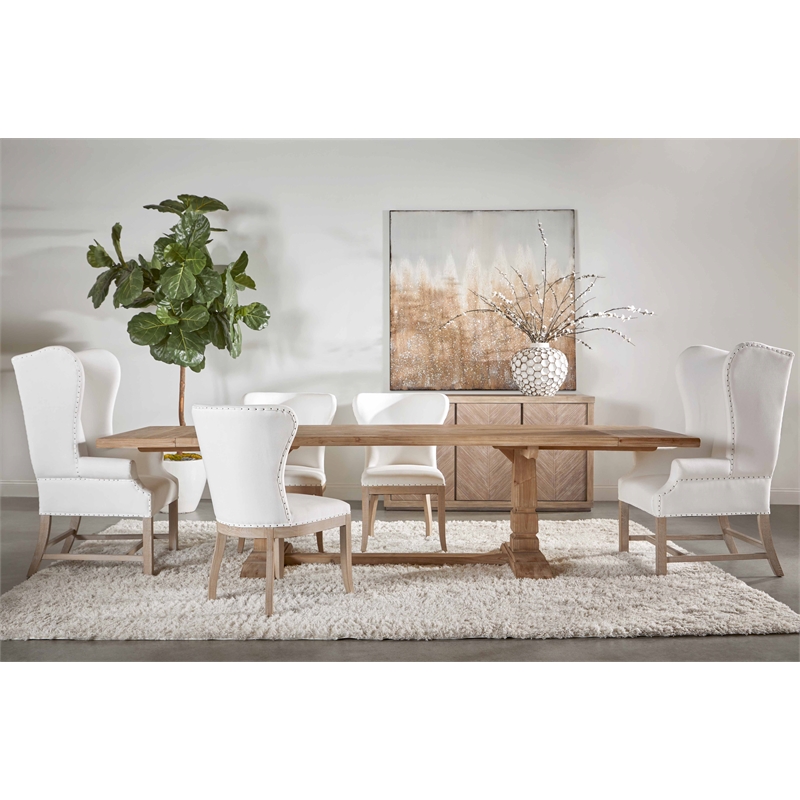 Maklaine Modern Transitional Fabric Arm Chair in White/Gray Finish