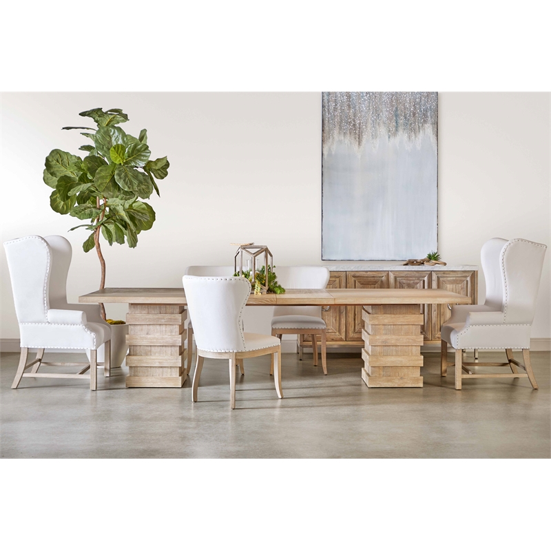 Maklaine Modern Transitional Fabric Arm Chair in White/Gray Finish