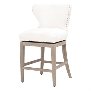 Maklaine Transitional 26.5&quot Fabric Counter Stool in White/Gray