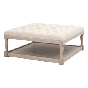 Maklaine Contemporary Transitional Fabric Coffee Table in Beige
