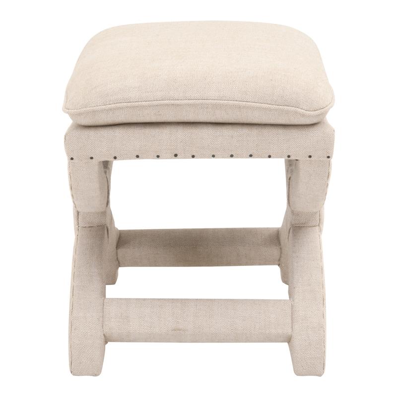 Maklaine Contemporary Transitional Fabric Ottoman in Bisque Beige
