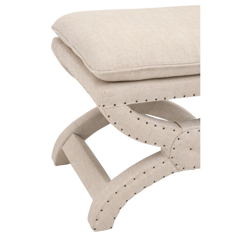 Maklaine Contemporary Transitional Fabric Ottoman in Bisque Beige