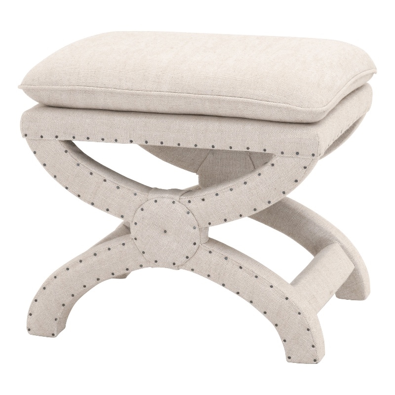 Maklaine Contemporary Transitional Fabric Ottoman in Bisque Beige