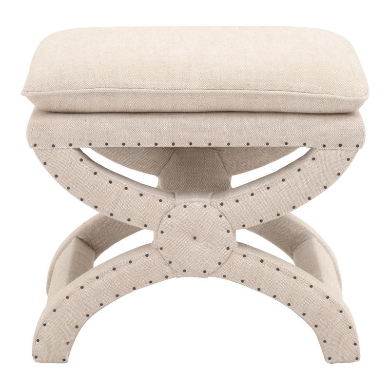 Maklaine Contemporary Transitional Fabric Ottoman in Bisque Beige