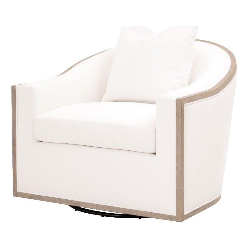 Maklaine Modern Transitional Fabric Club Chair in White Finish