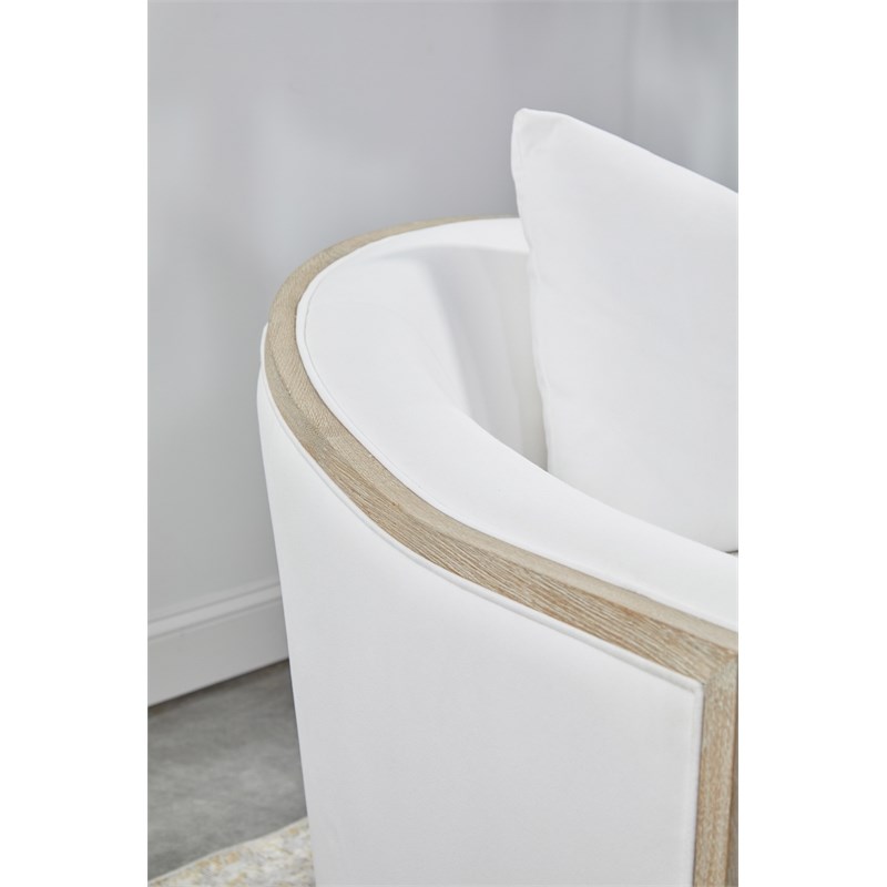 Maklaine Modern Transitional Fabric Club Chair in White Finish