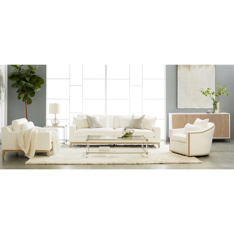 Maklaine Modern Transitional Fabric Club Chair in White Finish