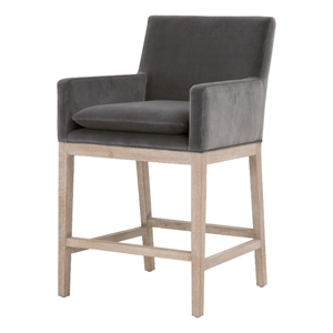 Maklaine Modern Transitional 27&quot Velvet Counter Stool in Gray