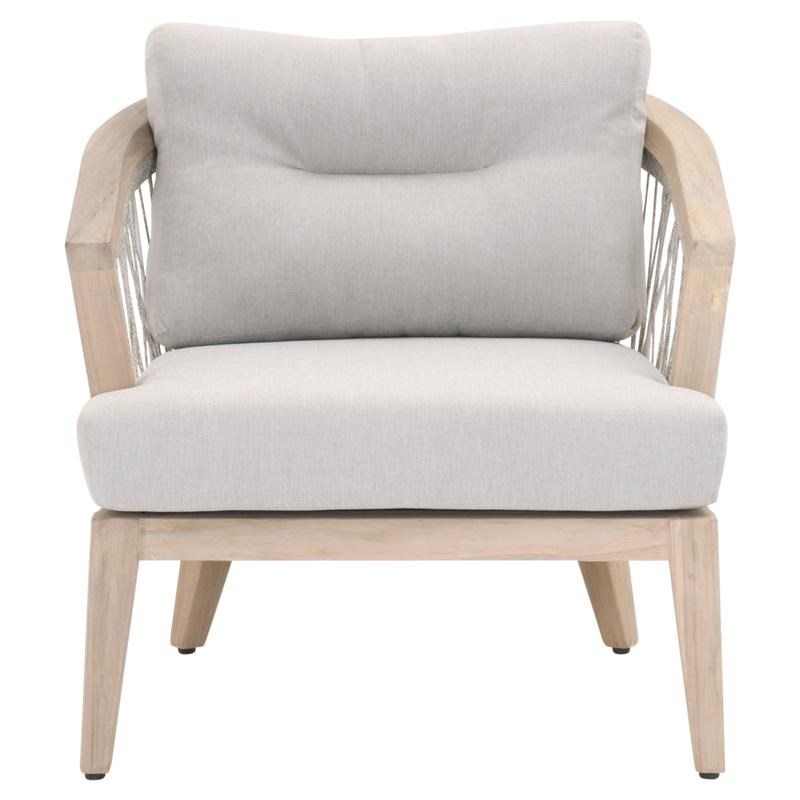 Maklaine Transitional Web Fabric Outdoor Club Chair in Taupe Gray