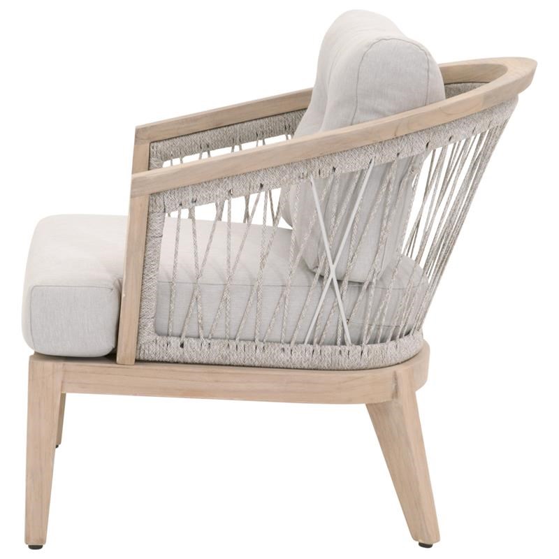 Maklaine Transitional Web Fabric Outdoor Club Chair in Taupe Gray