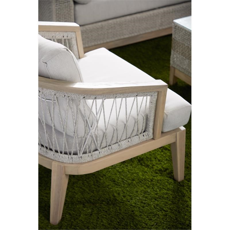 Maklaine Transitional Web Fabric Outdoor Club Chair in Taupe Gray