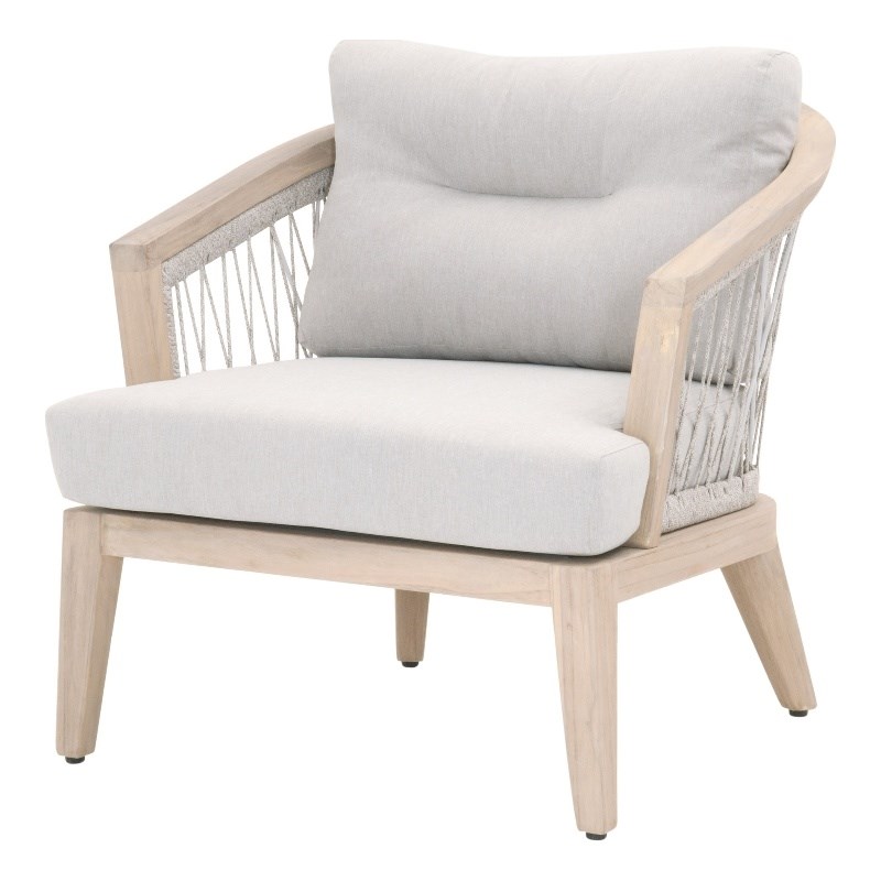 Maklaine Transitional Web Fabric Outdoor Club Chair in Taupe Gray