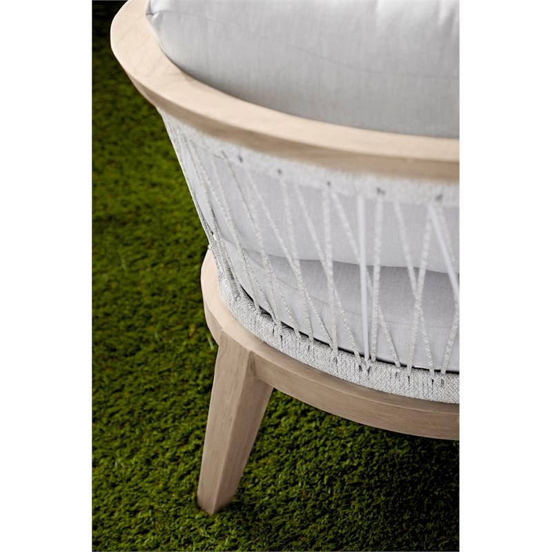 Maklaine Transitional Web Fabric Outdoor Club Chair in Taupe Gray