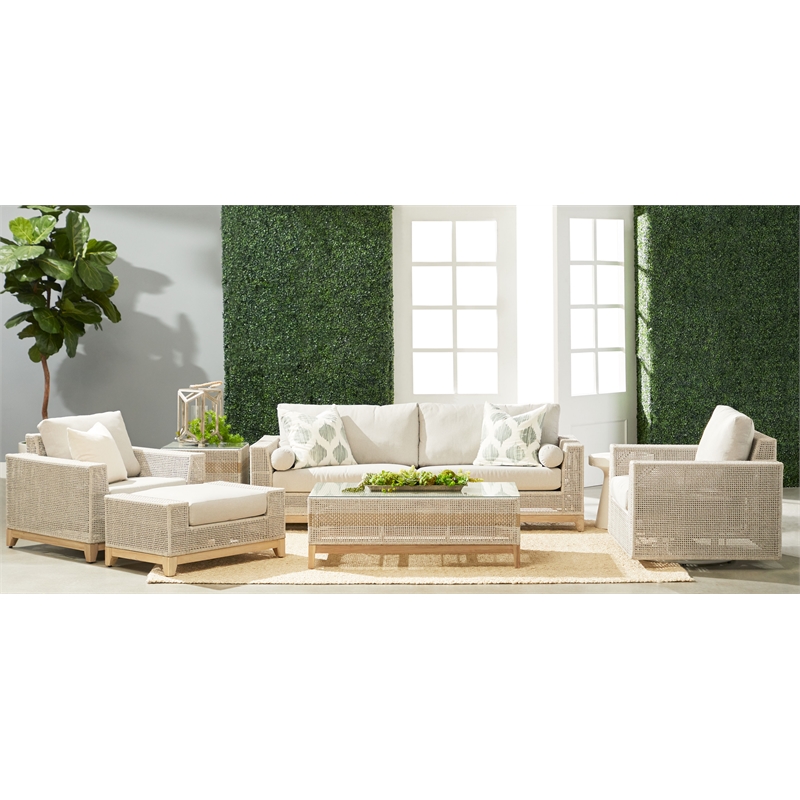 Maklaine Modern Transitional Fabric Outdoor Sofa Chair in Gray