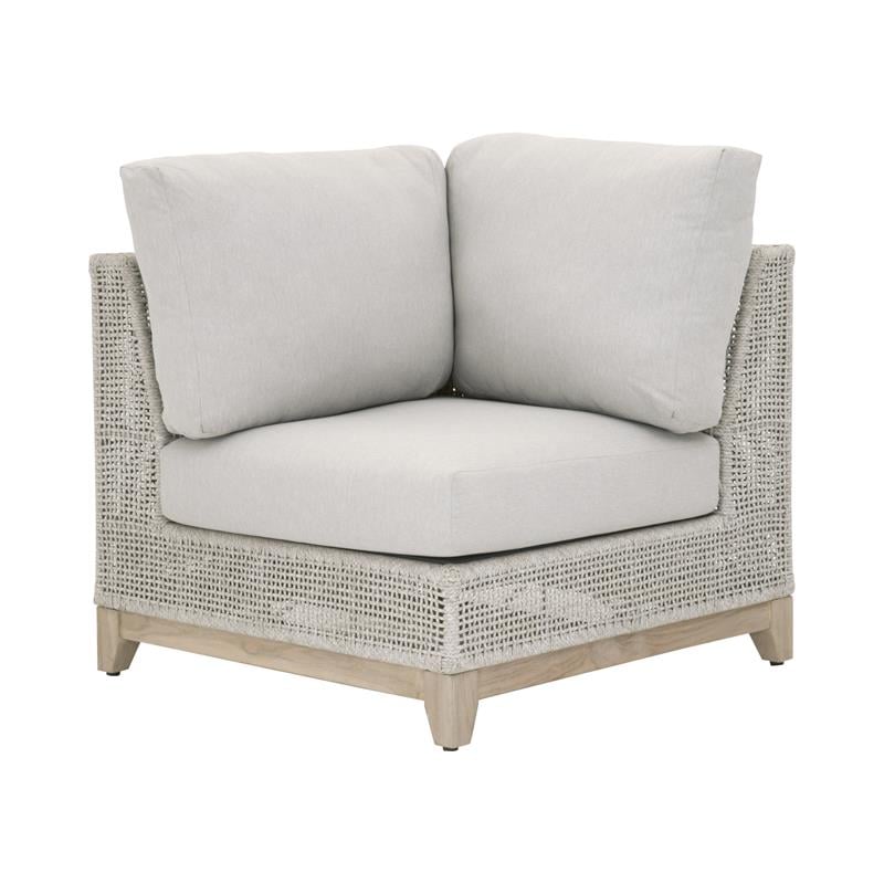 Maklaine Modern Transitional Fabric Outdoor Corner Chair in Gray