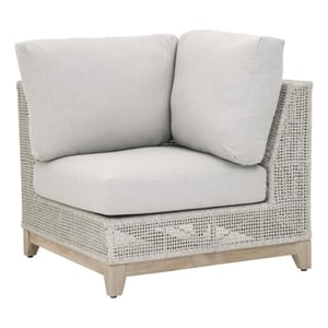 Maklaine Modern Transitional Fabric Outdoor Corner Chair in Gray
