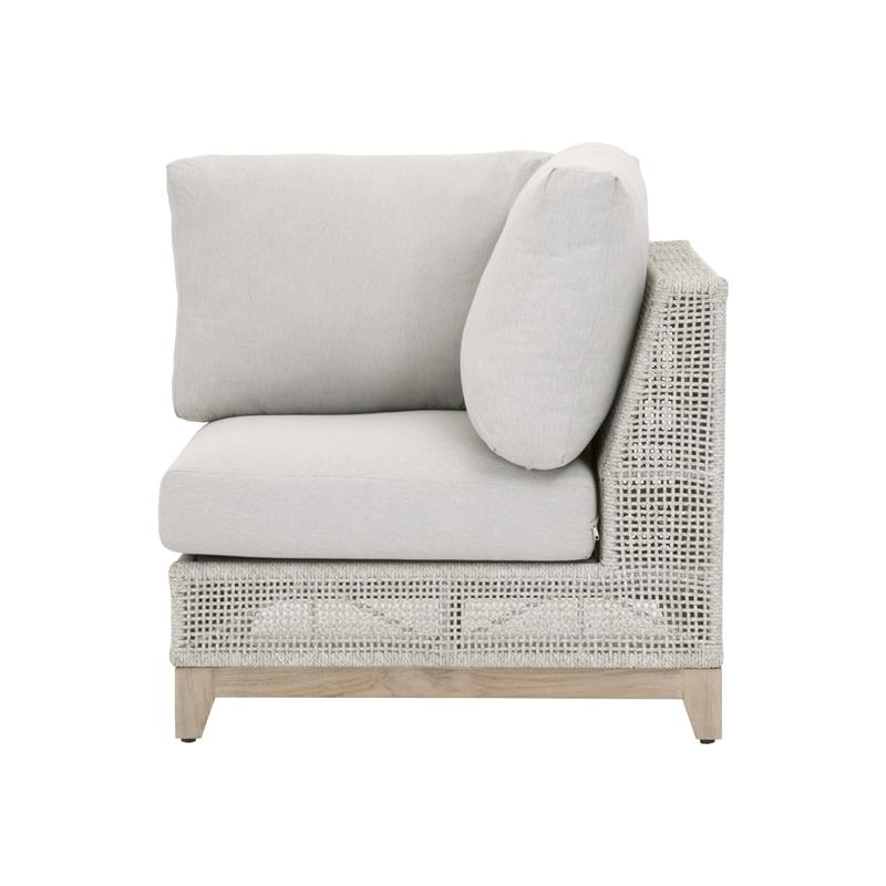 Maklaine Modern Transitional Fabric Outdoor Corner Chair in Gray