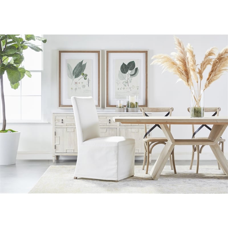 Maklaine Modern Transitional Fabric Dining Chair in White/Set of 2