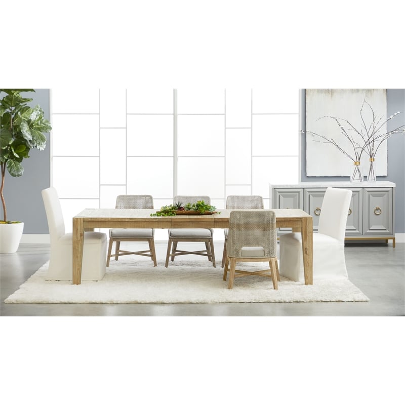 Maklaine Modern Transitional Fabric Dining Chair in White/Set of 2