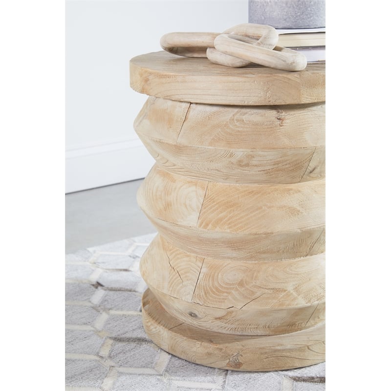 Maklaine Transitional Antique Antique Pier Wood Accent Table in Smoke Gray