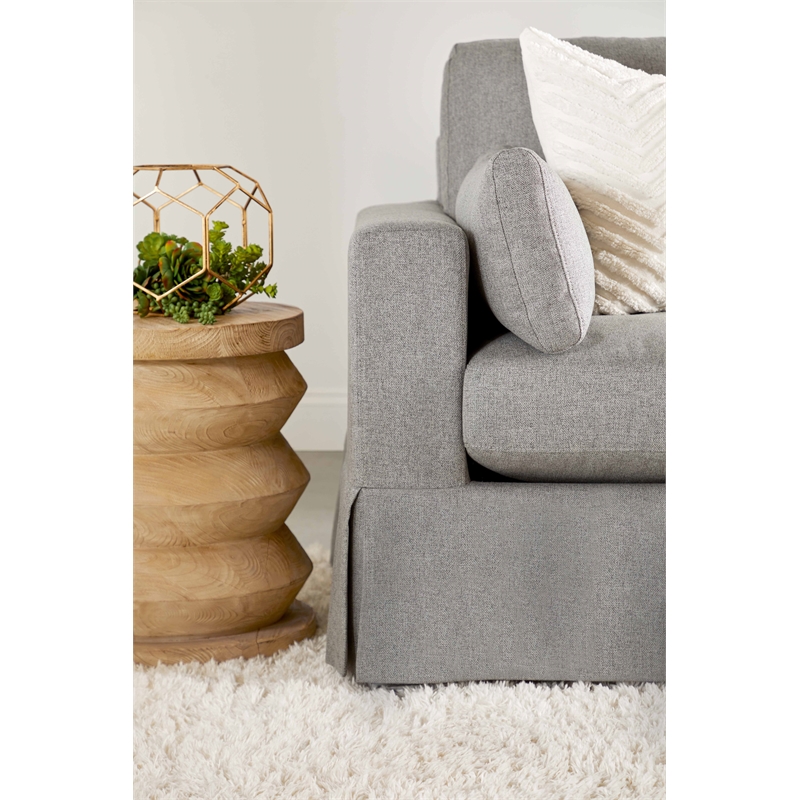 Maklaine Transitional Antique Antique Pier Wood Accent Table in Smoke Gray