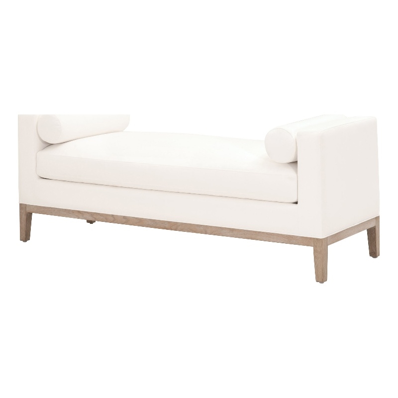 Maklaine Contemporary Transitional Fabric Bench in White Finish