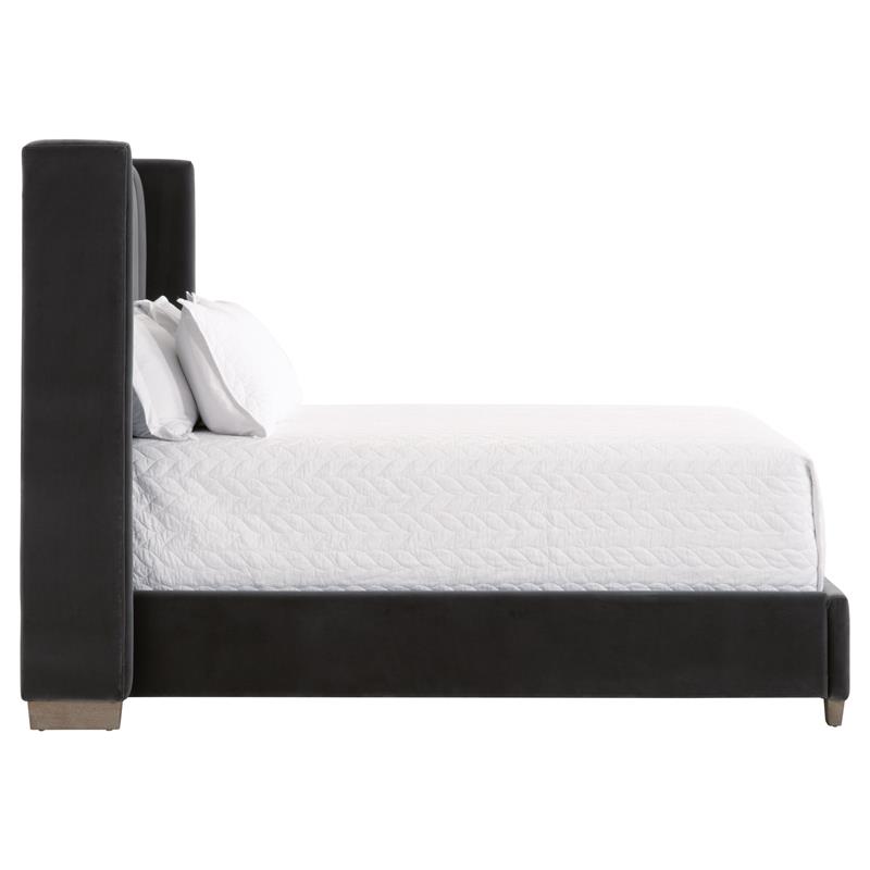 Maklaine Modern Transitional Velvet Queen Bed in Dove Gray Finish