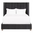 Maklaine Modern Transitional Velvet Queen Bed in Dove Gray Finish