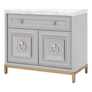 Maklaine Modern Transitional Wood Media Chest in Dove Gray Finish