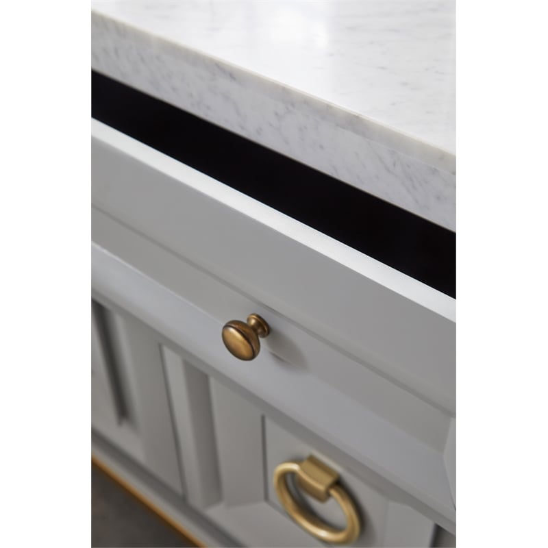 Maklaine Modern Transitional Wood Media Chest in Dove Gray Finish